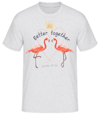 Better Together Flamingos - Männer Basic T-Shirt - Grau meliert - Vorne