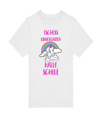 Hallo Schule Einhorn - Kinder T-Shirt B&C - Weiß - Vorne