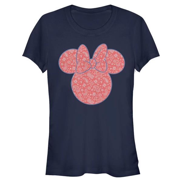 Aperçu: Disney - Mickey Mouse - Minnie Mouse Americana Paisley - Femme T-shirt - Bleu marine - Devant