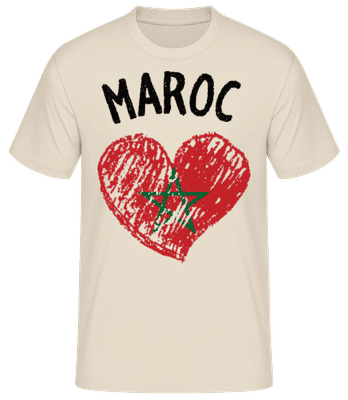 Maroc Heart Flag - Men's B&C T-Shirt - Cream - Front
