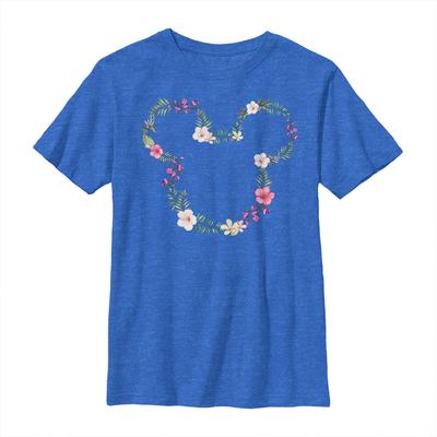 Disney Classics - Mickey Mouse - Mickey Mouse Floral Mickey - Enfant T-shirt - Bleu royal chiné - Devant