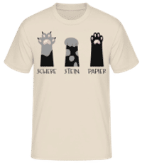 Schere Stein Papier - Männer Basic T-Shirt - Creme - Vorne