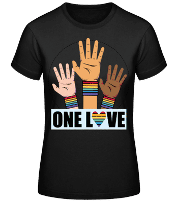One Love Hands - Camiseta básica de mujer - Negro - delante