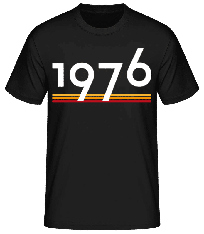 Vista previa: Year 1976 Retro - Camiseta básica para hombre - Negro - delante