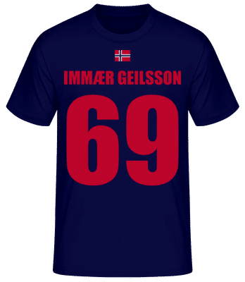Norwegen Fußball Trikot Immær Geilsson - Männer Basic T-Shirt - Marine - Vorne