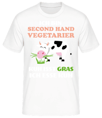 Second Hand Vegetarier - Männer Basic T-Shirt - Weiß - Vorne