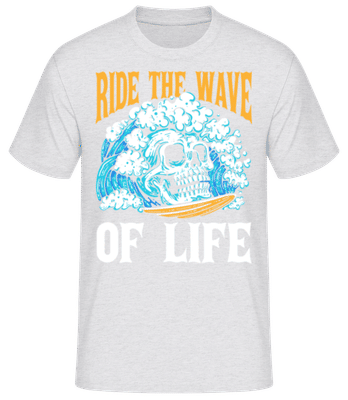 Ride The Wave Of Life - Camiseta básica para hombre - Gris moteado - delante