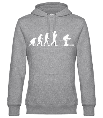 Evoluce Lyžování - Unisex premium mikina s kapucí - Melírově šedá - Napřed