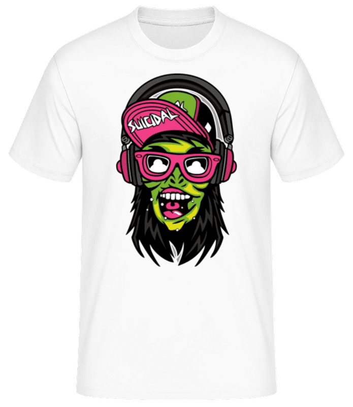 Náhled: Zombie Headphone - Pánské basic tričko - Bílá - Napřed