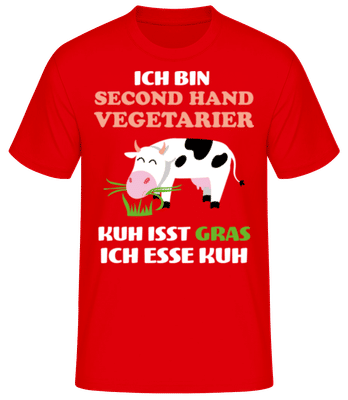 Second Hand Vegetarier - Männer Basic T-Shirt - Rot - Vorne