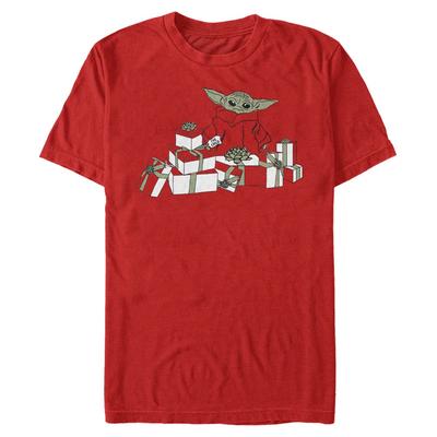 Star Wars - The Mandalorian - The Child And Gifts - Weihnachten - Männer T-Shirt - Rot - Vorne