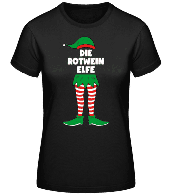 Die Rotwein Elfe - Frauen Basic T-Shirt - Schwarz - Vorne