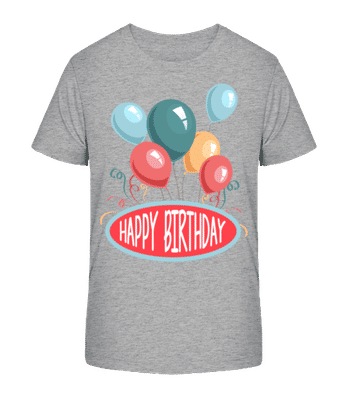 Happy Birthday Ballons - Kinder Bio T-Shirt Stanley Stella 2.0 - Grau meliert - Vorne