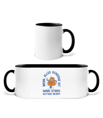 Alles Scheisse Glitzer Drauf - Tasse zweifarbig - Weiß / Schwarz - Vorne