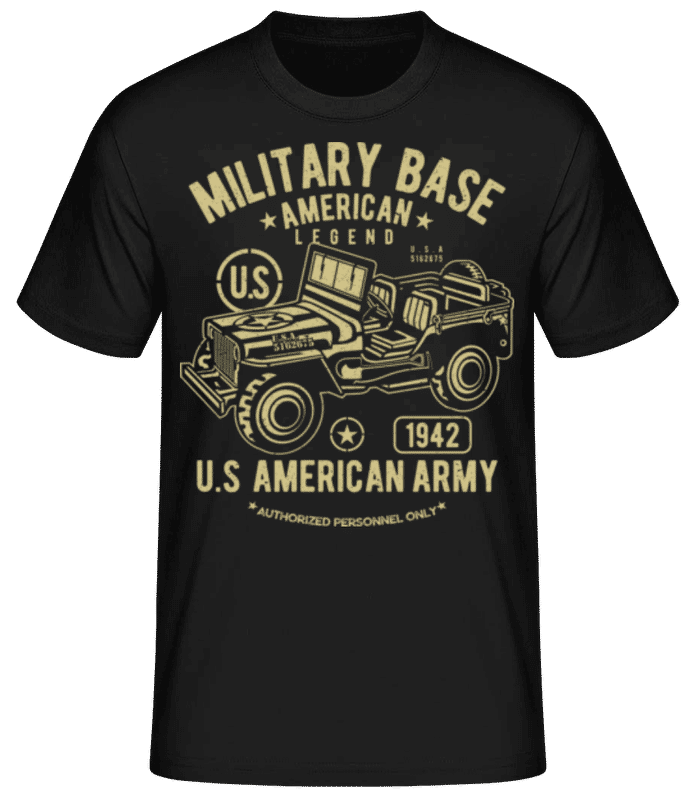 Vista previa: American Army Jeep - Camiseta básica para hombre - Negro - delante