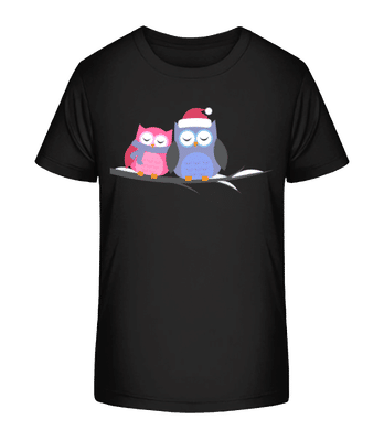 Christmas Owls - Kid's Organic T-Shirt Stanley Stella 2.0 - Black - Front