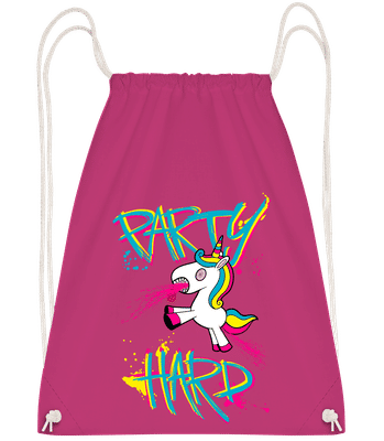 Party Hard Unicorn - Drawstring batoh so šnúrkami - Magenta - Predné