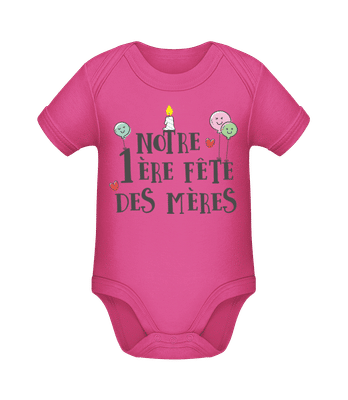 Notre 1ère Fête Des Mères - Body manches courtes bio - Magenta - Devant