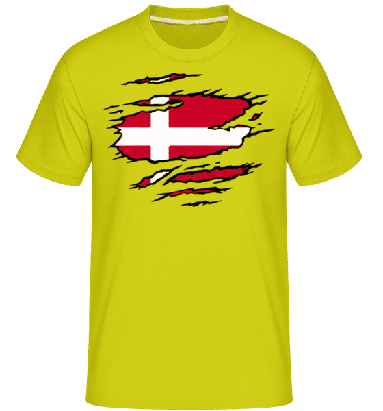 Aperçu: Flag rué Danemark -  T-Shirt Shirtinator homme - Citron vert - Devant