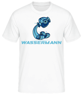 Mecha Roboter Sternzeichen Wassermann - Männer Basic T-Shirt - Weiß - Vorne
