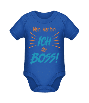 Motiv Nein Hier Bin Ich Der Boss - Baby Bio Strampler - Royalblau - Vorne