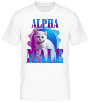 Alpha Male Kočka - Pánské basic tričko - Bílá - Napřed