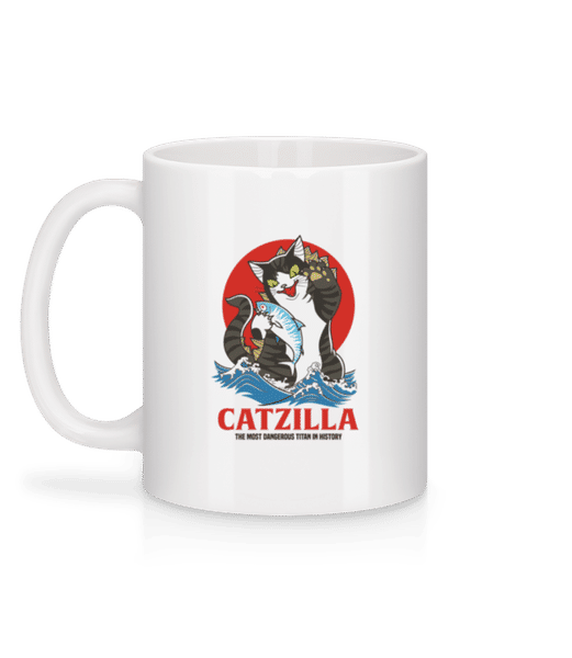Catzilla - Mug en céramique blanc - Blanc - Derrière