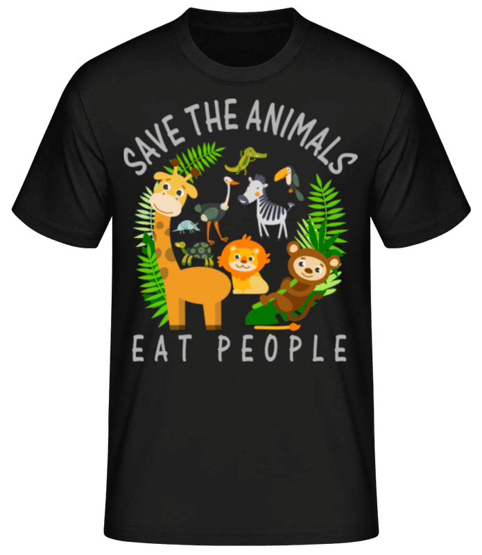 Vista previa: Save The Animals - Camiseta básica para hombre - Negro - delante