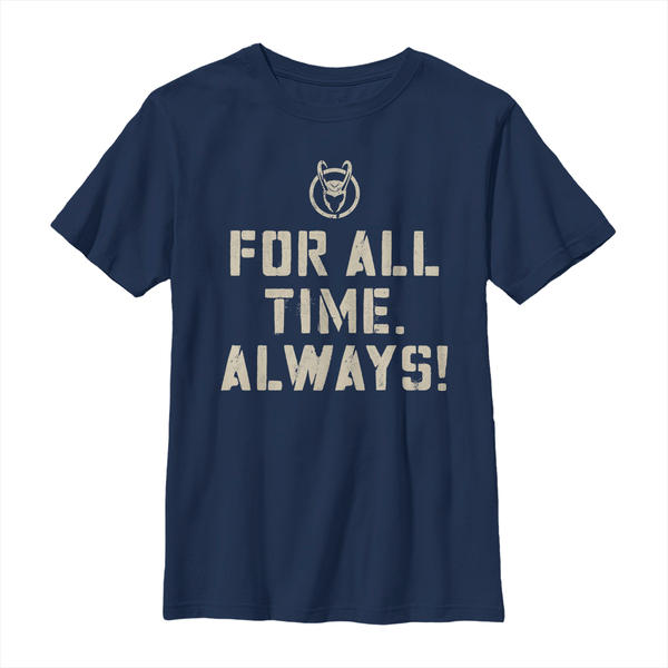 Vorschau: Marvel - Loki - Text For All Time Always - Kinder T-Shirt - Marine - Vorne