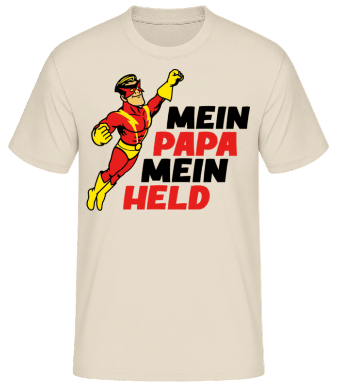 Vorschau: Mein Papa Mein Held - Männer Basic T-Shirt - Creme - Vorne