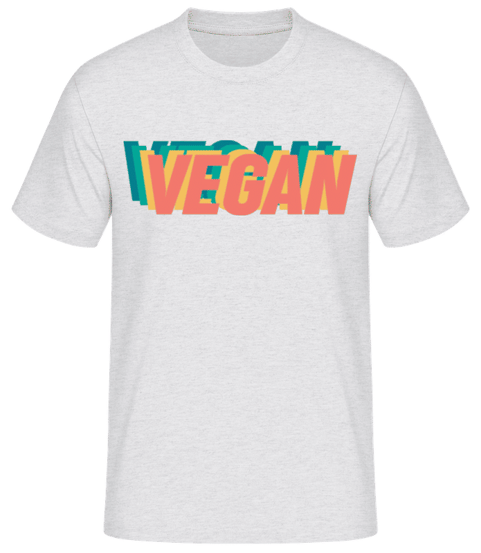 Vista previa: Vegan - Camiseta básica para hombre - Gris moteado - delante