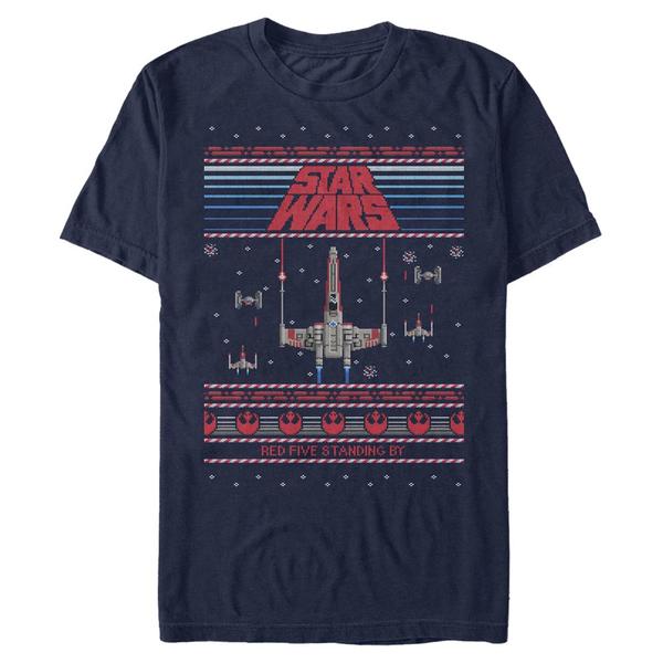 Vorschau: Star Wars - X-Wing Red Five Standing Too - Weihnachten - Männer T-Shirt - Marine - Vorne