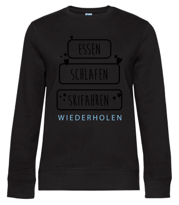 Essen Schlafen Skifahren - Frauen Pullover B&C - Schwarz - Vorne