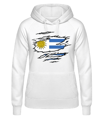 Drapeau déchiré Uruguay - Sweat à capuche Femme - Blanc - Devant