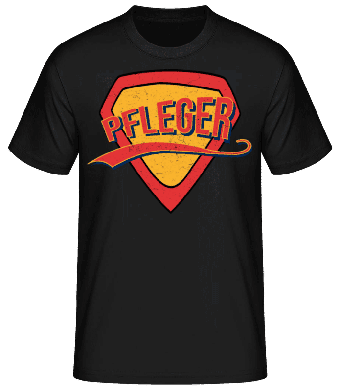 Vorschau: Superheld Pfleger - Männer Basic T-Shirt - Schwarz - Vorne