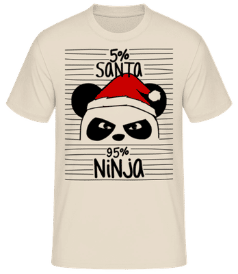 Santa Ninja Panda - Männer Basic T-Shirt - Creme - Vorne