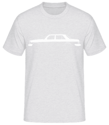 'Mercedes-Benz 280E W123' Silhouette - Pánske basic tričko - Melírovo šedá - Predné