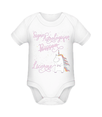Signe Astrologique Licorne Bisson - Body manches courtes bio - Blanc - Devant