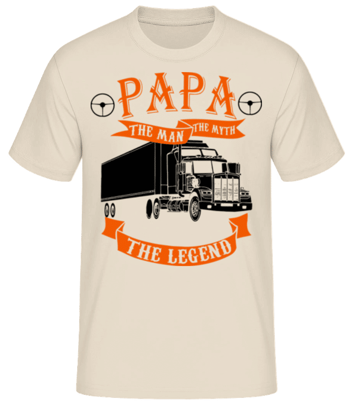 Náhľad: Papa The Legend Camion - Pánske basic tričko - Krémová - Predné