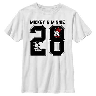 Disney - El ratón Miguelito Miguelín - Minnie Mouse Mickey Minnie Collegiate - Niños Camiseta - Blanco - delante