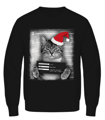 Cat XMas Guilty - Sweatshirt Homme AWDis - Noir - Vorn