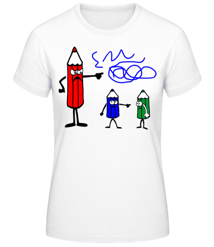 Vorschau: Buntstifte Blau Ist Schuld - Frauen T-Shirt B&C - Weiß - Vorne