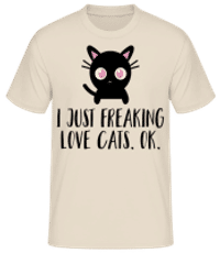 I Just Freaking Love Cats - Männer Basic T-Shirt - Creme - Vorne