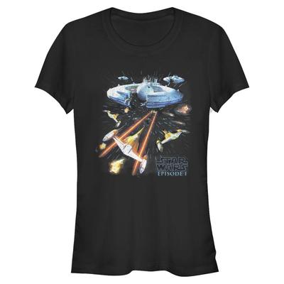 Star Wars - Skupina Ep 1 Epic Scene - Mujeres Camiseta - Negro - delante