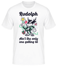 Rudolph Getting Lit - Men's Basic T-Shirt - White - Front