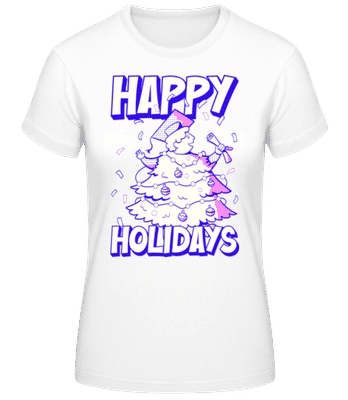 Happy Holidays - Frauen Basic T-Shirt - Weiß - Vorne