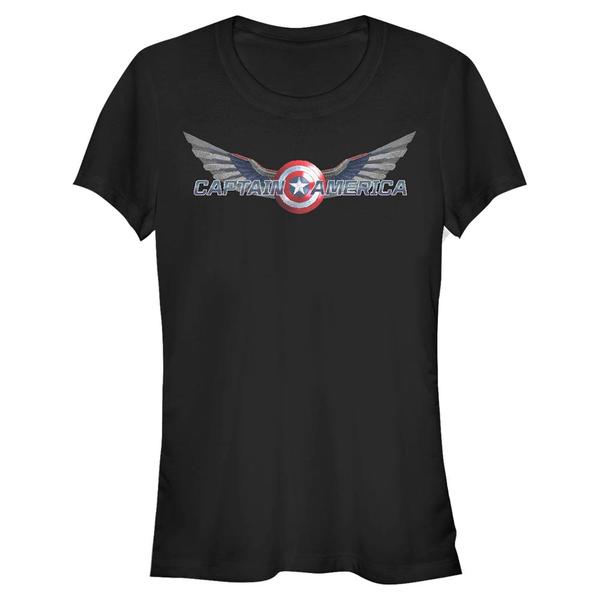 Aperçu: Marvel - Falcon et le soldat de l'hiver - Captain America Shiny Shield - Femme T-shirt - Noir - Devant