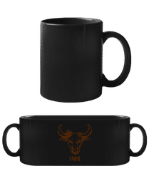 Kritzel Stil Sternzeichen Stier · Schwarze Tasse