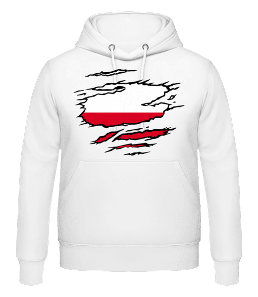 Aperçu: Drapeau déchiré Pologne - Sweat à capuche Homme - Blanc - Devant