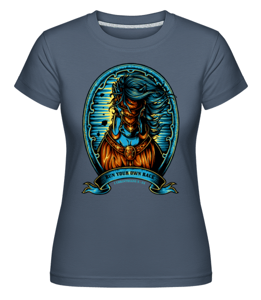 Preview: Run Your Own Race -  Shirtinator Women's T-Shirt - Denim - Front